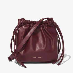 PROENZA SCHOULER Drawstring Pouch Leather Bucket Bag - Dark Red/Burgundy